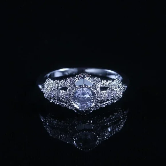▶Silver Plated Wedding engagementRing for Women, F115